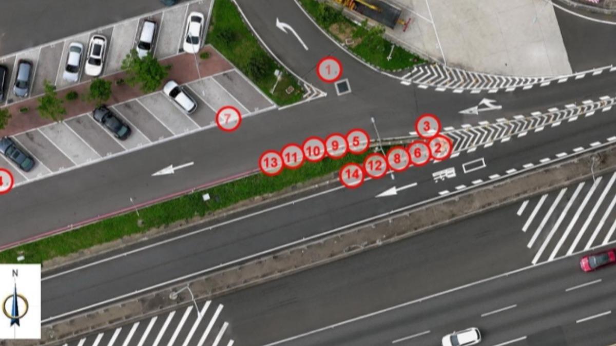 運安會提出報告,指出楊梅休息站匝道撞擊點與次數。(圖/運安會報告書)