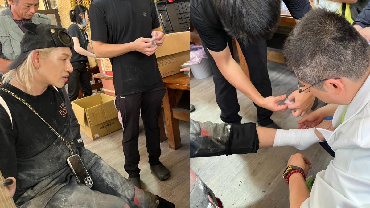 嘻小瓜強忍腳傷鏟土。(圖/本人提供)