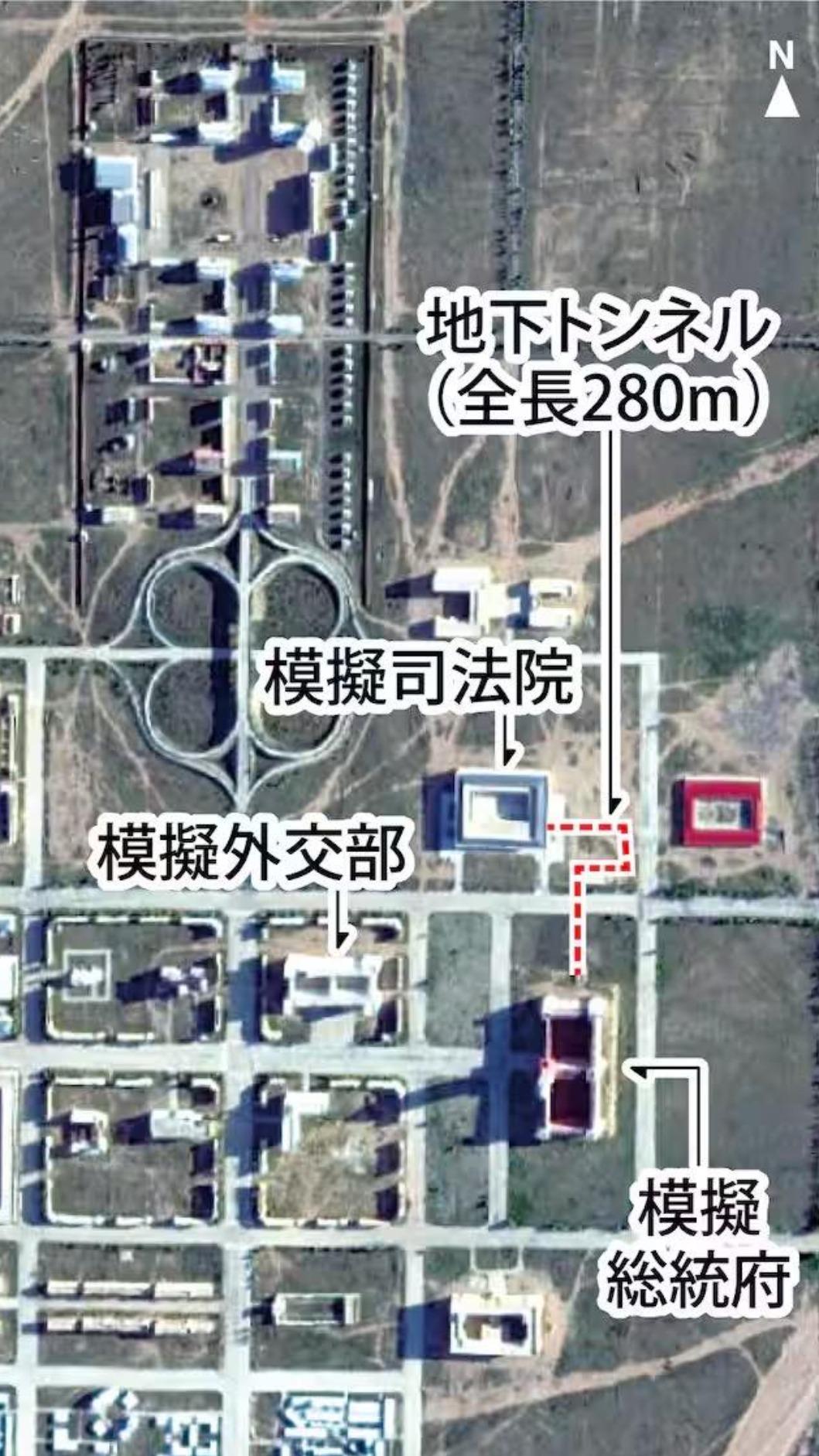 中國內蒙古自治區朱日和訓練基地內,出現模擬台灣總統府、司法院的建築。(圖/翻攝自Facebook@矢板明夫俱樂部)
