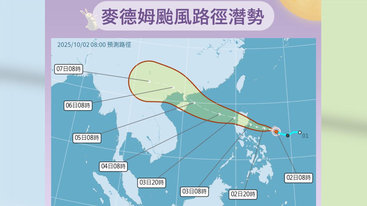 麥德姆颱風路徑潛勢。（圖／中央氣象署）