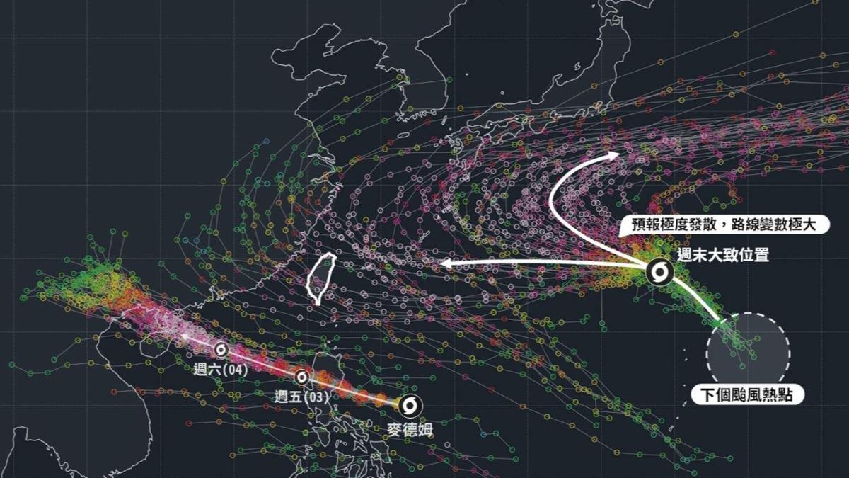 天氣/又一個颱風!準哈隆「路徑天女散花」 AI預測國慶颱變數大