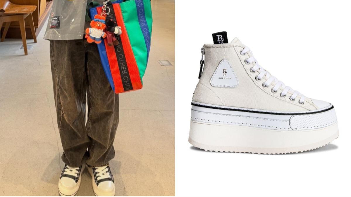孫藝珍穿著R13的High Top Sneakers帆布鞋。(圖/翻攝自IG@yejinhand、FWRD官網)