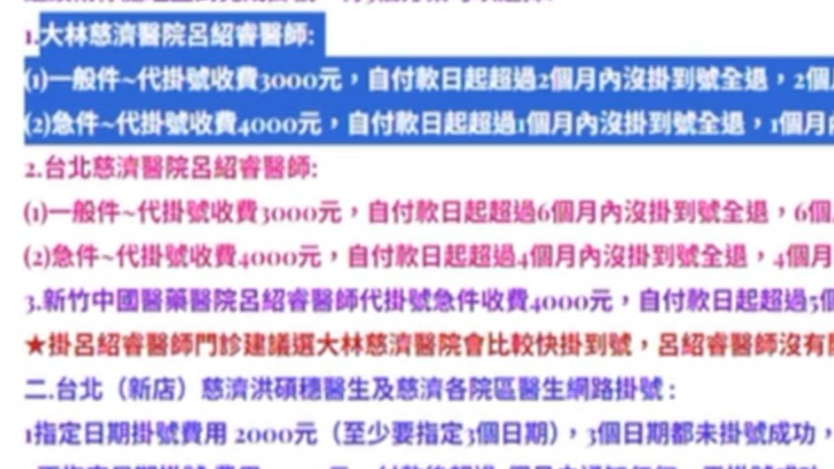 代掛名醫診價格越炒越高。(圖/翻攝網路)