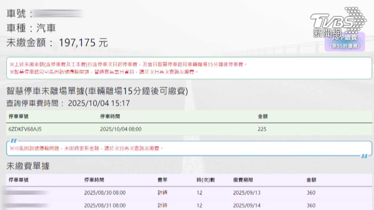 黑車霸佔停車格,結果一查停車欠費逾19萬多(圖/TVBS)