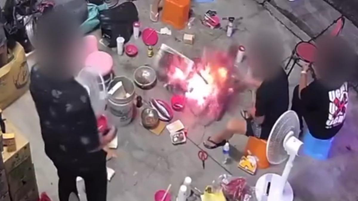 中秋烤肉墊磚頭突爆炸。(圖片翻攝Threads:ruixian_1007)
