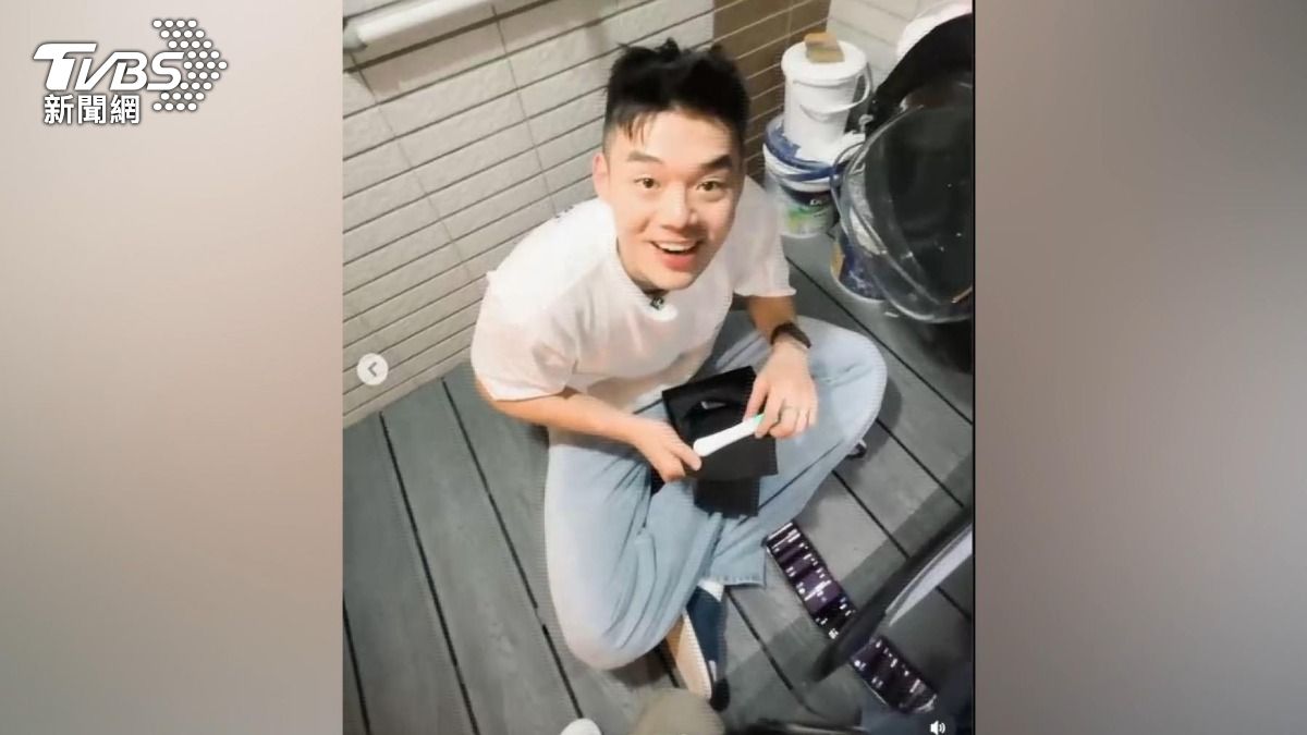 陳詩媛在社群媒體分享了王齊麟看到驗孕棒時驚喜開心的影片。(圖/陳詩媛IG)