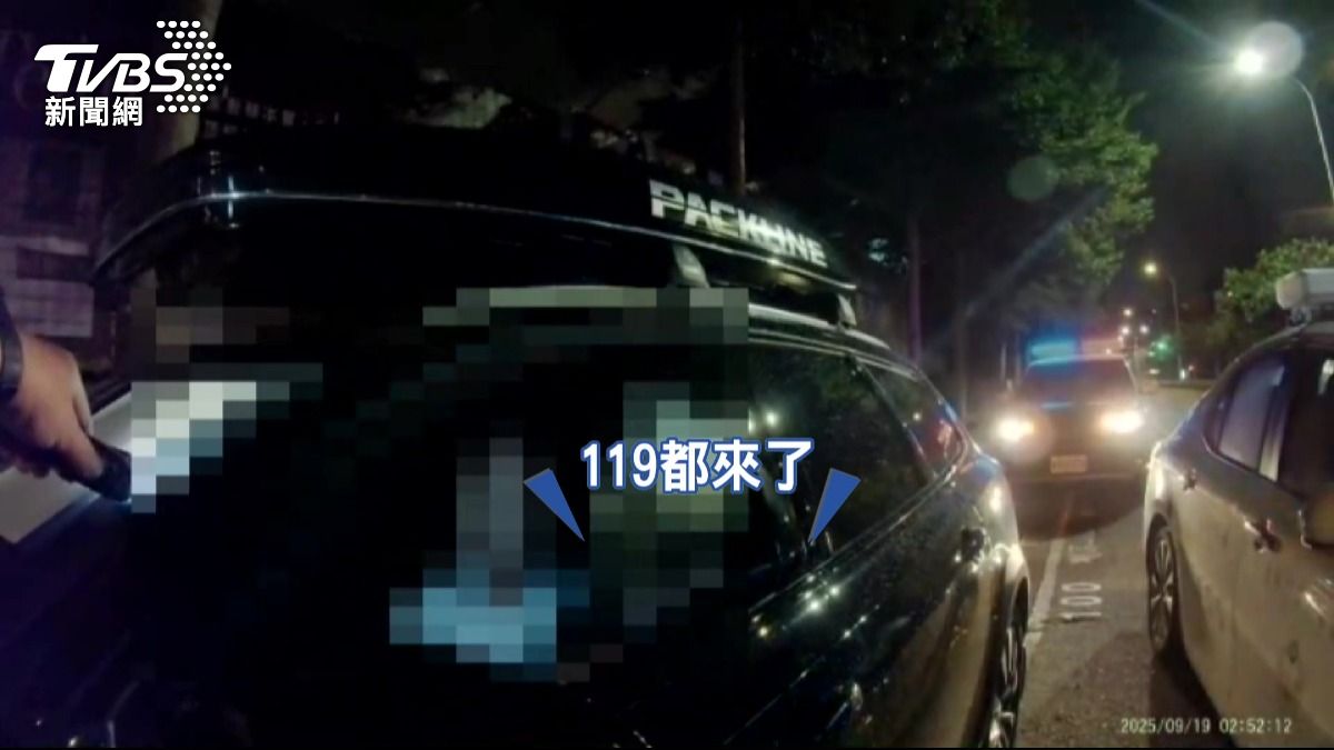 台中男酒駕遇警攔查　裝昏招消防破窗。(圖／TVBS)
