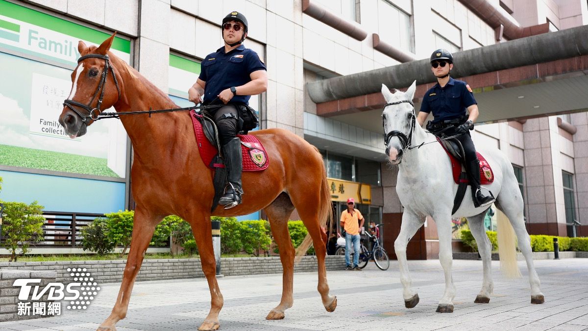 新北騎警隊首次登上國慶大會演出。(圖/華子琛攝)