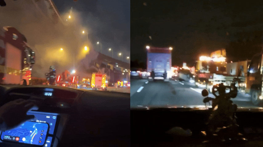 國道深夜不平靜 國1林口「火燒車」、國3土城2車「烏龜翻」