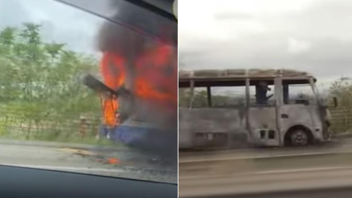 日本囚車突起火!6人含囚犯驚險跳車 車體「燒成廢鐵」畫面曝