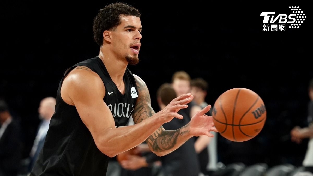 NBA籃網隊小波特(Michael Porter Jr.)進行賽前練習。(圖/區國強攝)