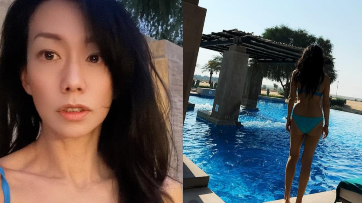 吳辰君日前曬出身穿水藍色比基尼的性感辣照。(圖/翻攝自IG)