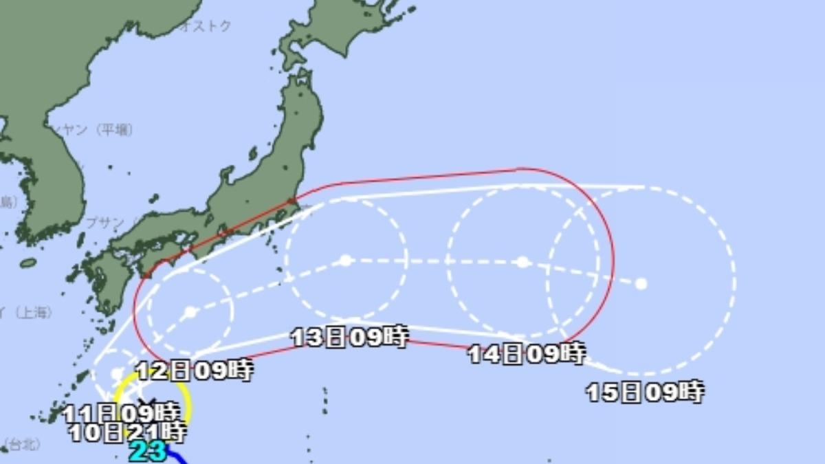 「哈隆」前腳才離開,「納克莉」週末即將撲日,恐帶來警報級大雨。(圖/翻攝自氣象廳)