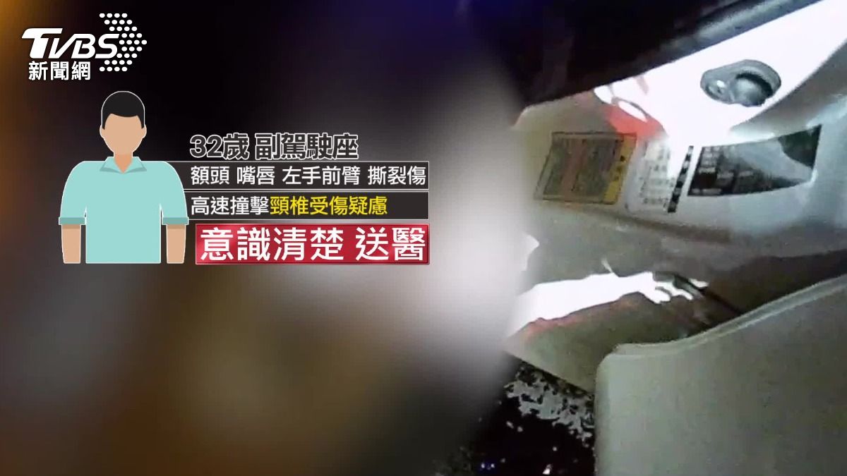 車禍釀成一人傷勢相對嚴重,事後才釐清,原來這名待在副駕駛座的男子,就是肇事者。(圖/TVBS)
