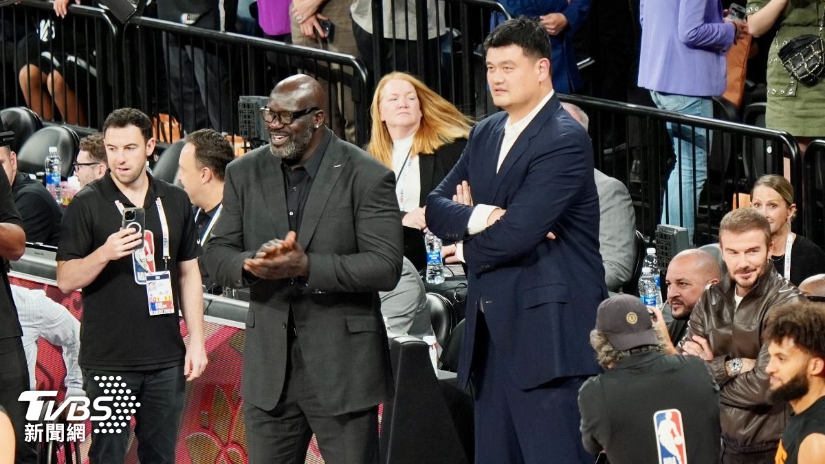 中國籃壇傳奇姚明、NBA傳奇球星歐尼爾。(圖/區國強攝)
