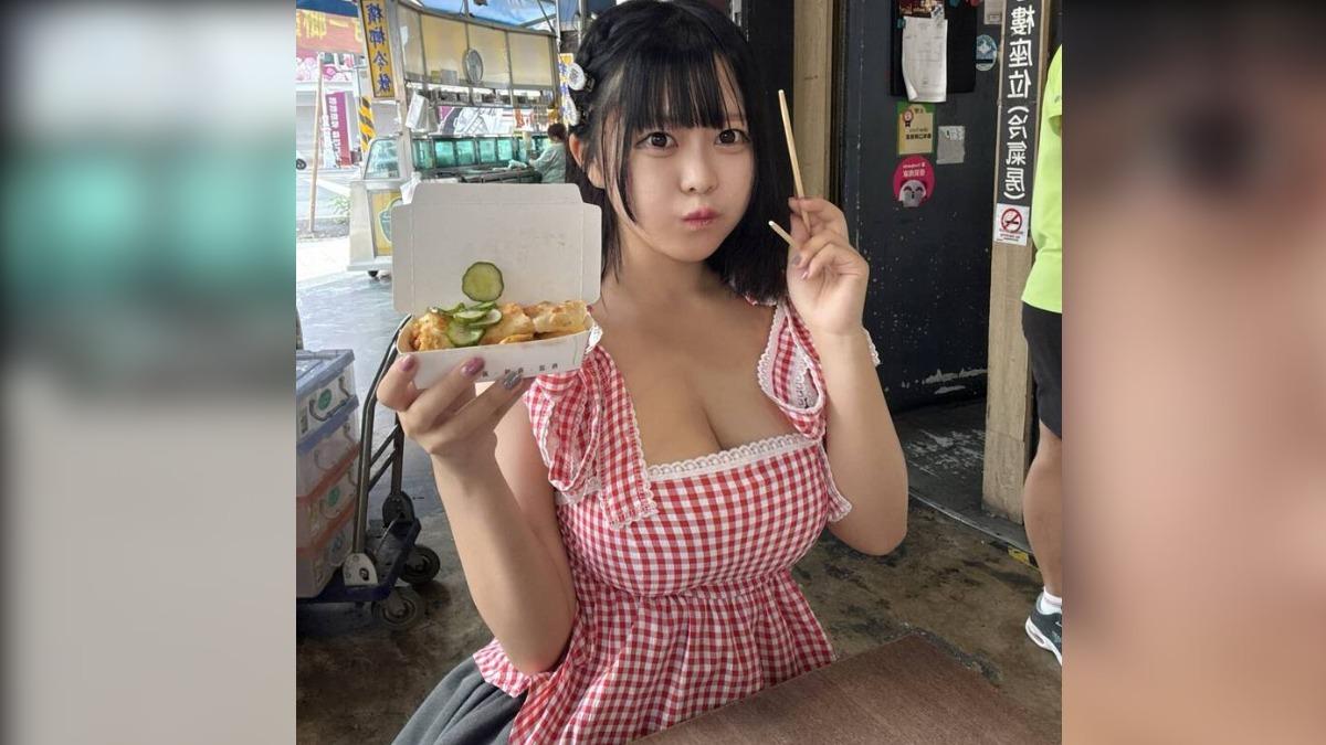 日本正妹偶像Utane Chan盡情享受台灣美食。(圖/翻攝自X)