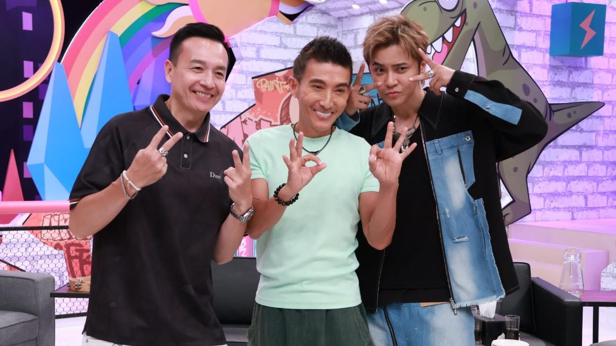 小鐘(左起)、潘若迪、羅志祥進棚錄影。(圖/中天綜合台提供)