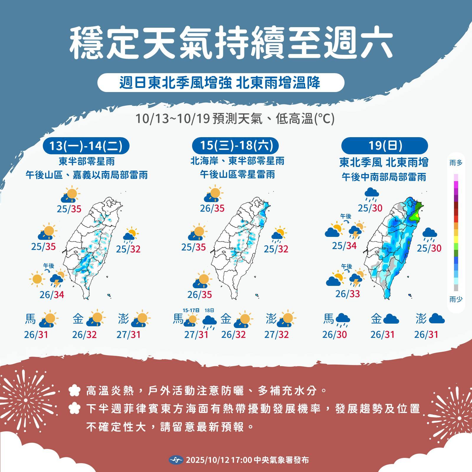 一週天氣預報。(圖/翻攝氣象署)