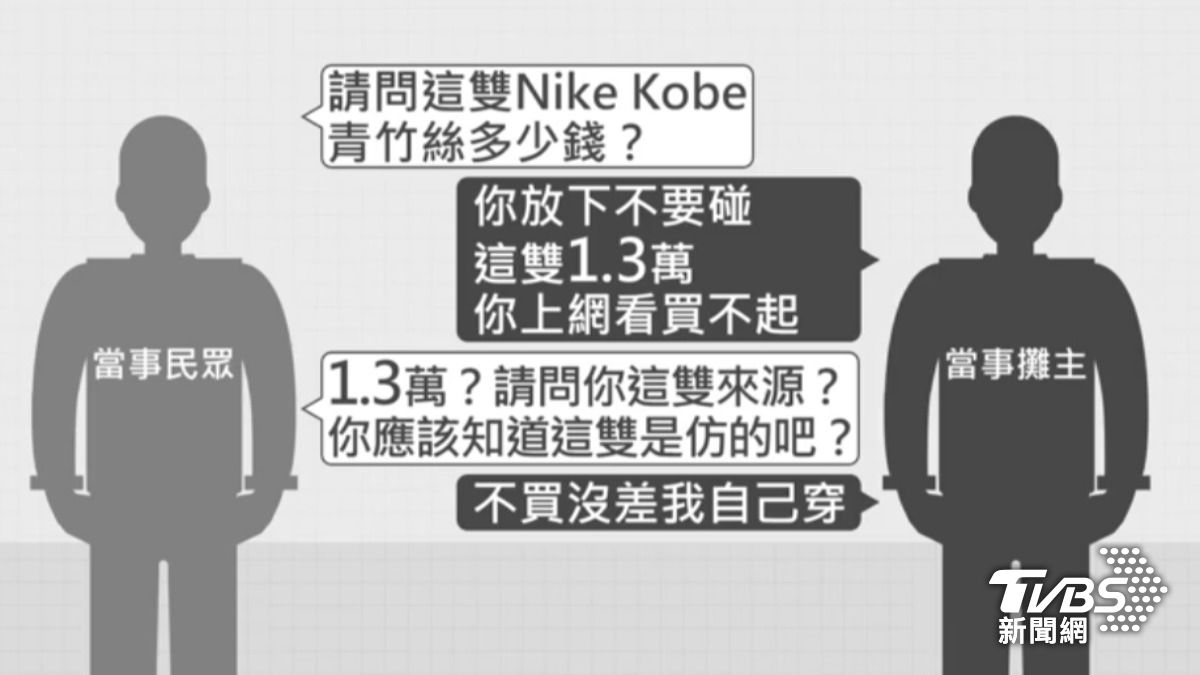 民眾認為攤商賣假名牌球鞋。(圖/TVBS)