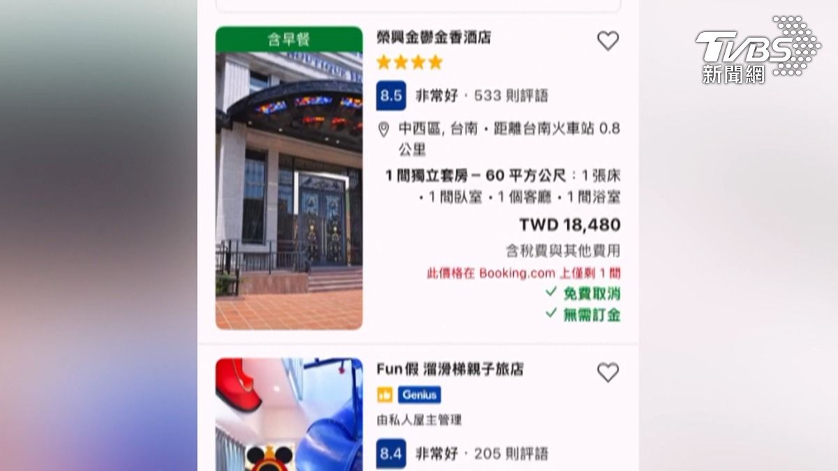 高雄有演唱會，台南也有浪人祭等音樂祭，民宿商旅甚至飆升至破萬元，而且很難訂到。（圖／TVBS）