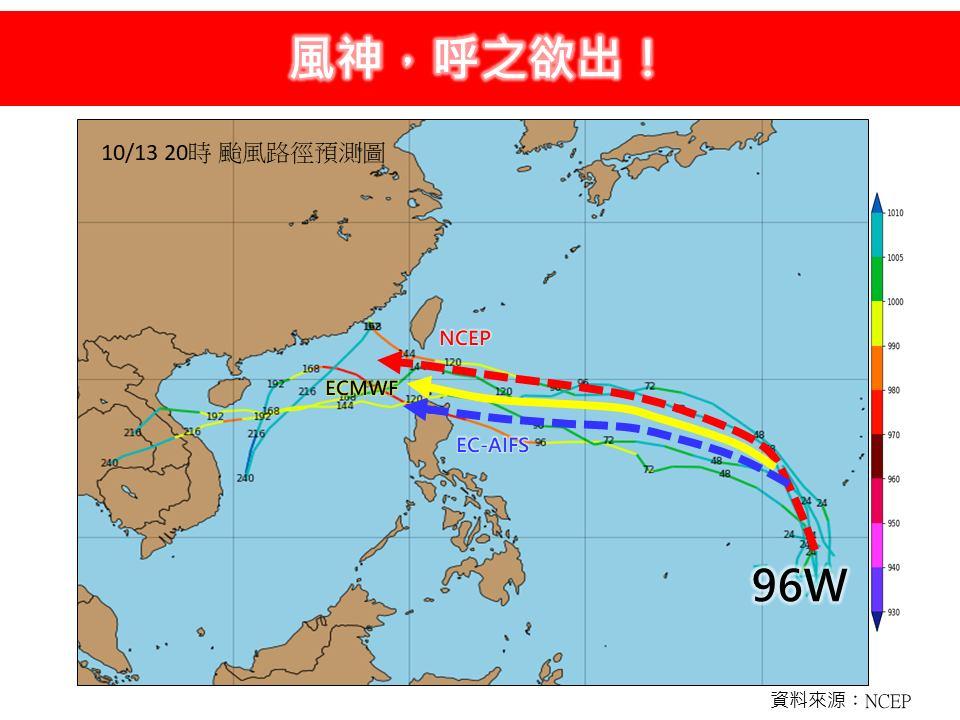 風神颱風靠近台灣。(圖/翻攝林老師氣象站臉書)