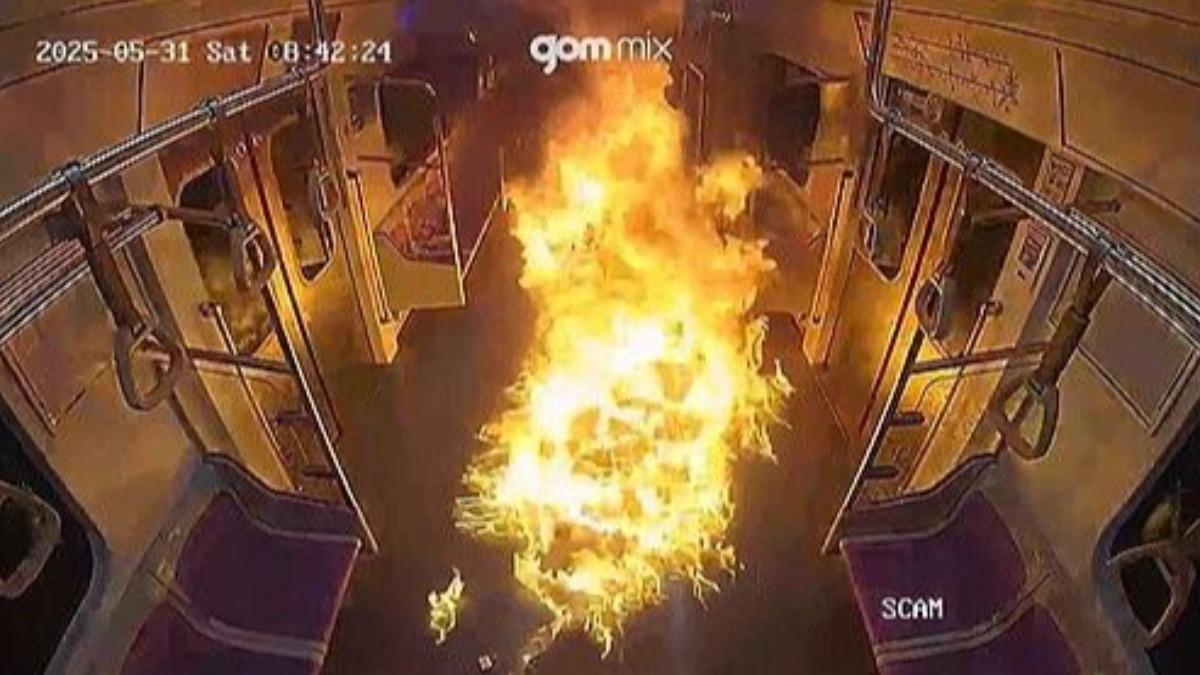 堪比恐怖行動!韓男不服離婚訴訟 搭地鐵「潑汽油縱火」毀車廂