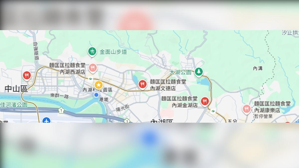 北捷文湖線從大直到東湖9站沿線，就有5間分店。（圖／GoogleMap）