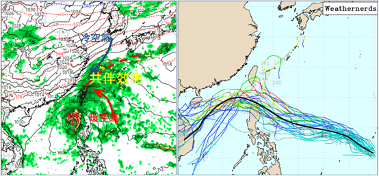 準颱風外圍環流與東北季風恐引發共伴效應。(圖/翻攝自「洩天機教室」)