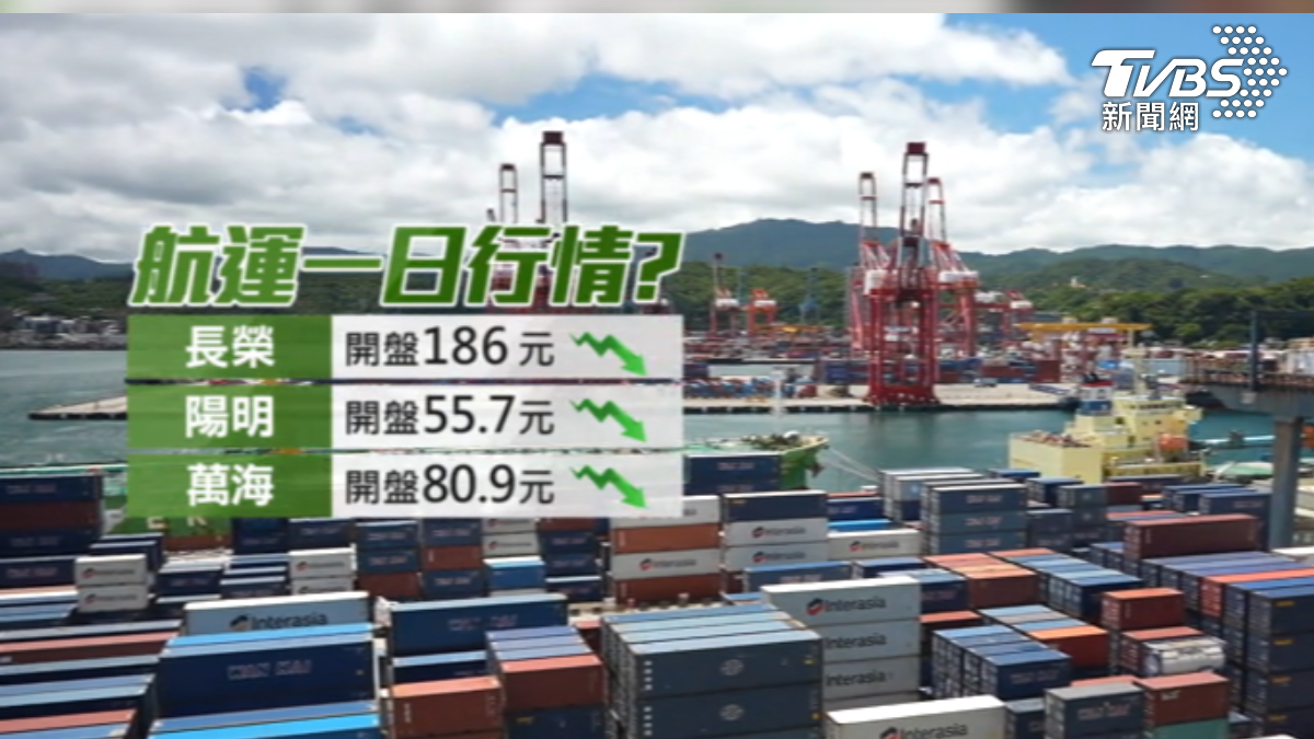 陽明.萬海跌逾5%，長榮也熄火。（圖／TVBS）
