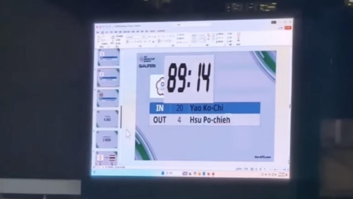 球迷不滿大螢幕直接出現「PPT」修改過程，直批足協不用心。（圖／翻攝threads）