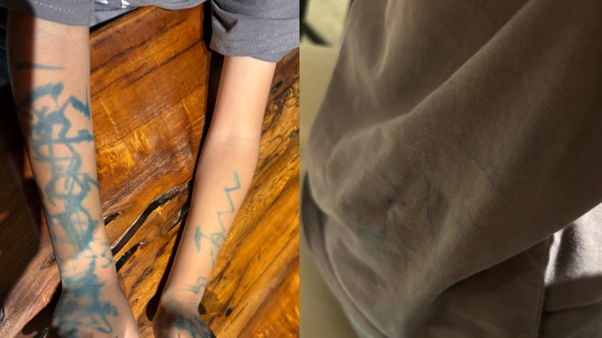 男童全身都塗鴉,母親懷疑遭到霸凌。(圖/男童母親授權提供)