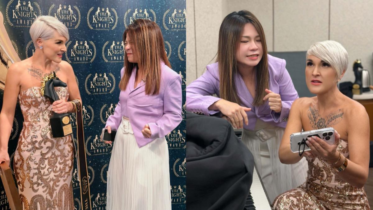 符瓊音和橘老師因頒獎典禮結緣,進而拍攝合唱影片。(圖/首符國際提供)