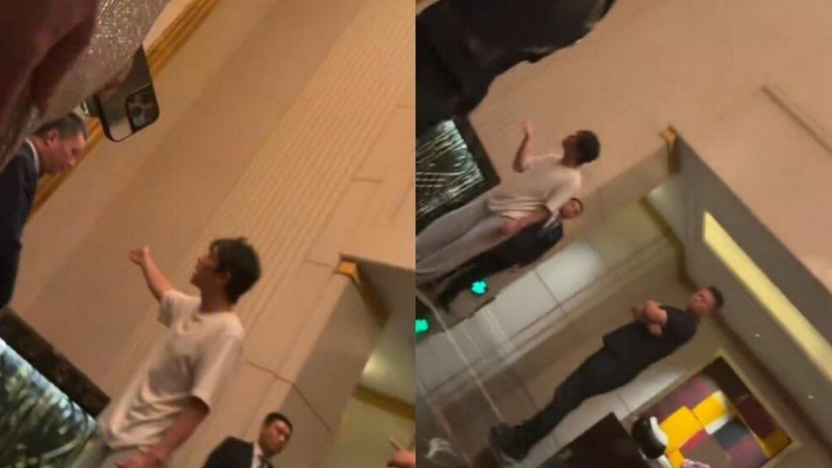 微博流出疑似陳冠希跟工作人員爭執的影片。(圖/翻攝自微博)