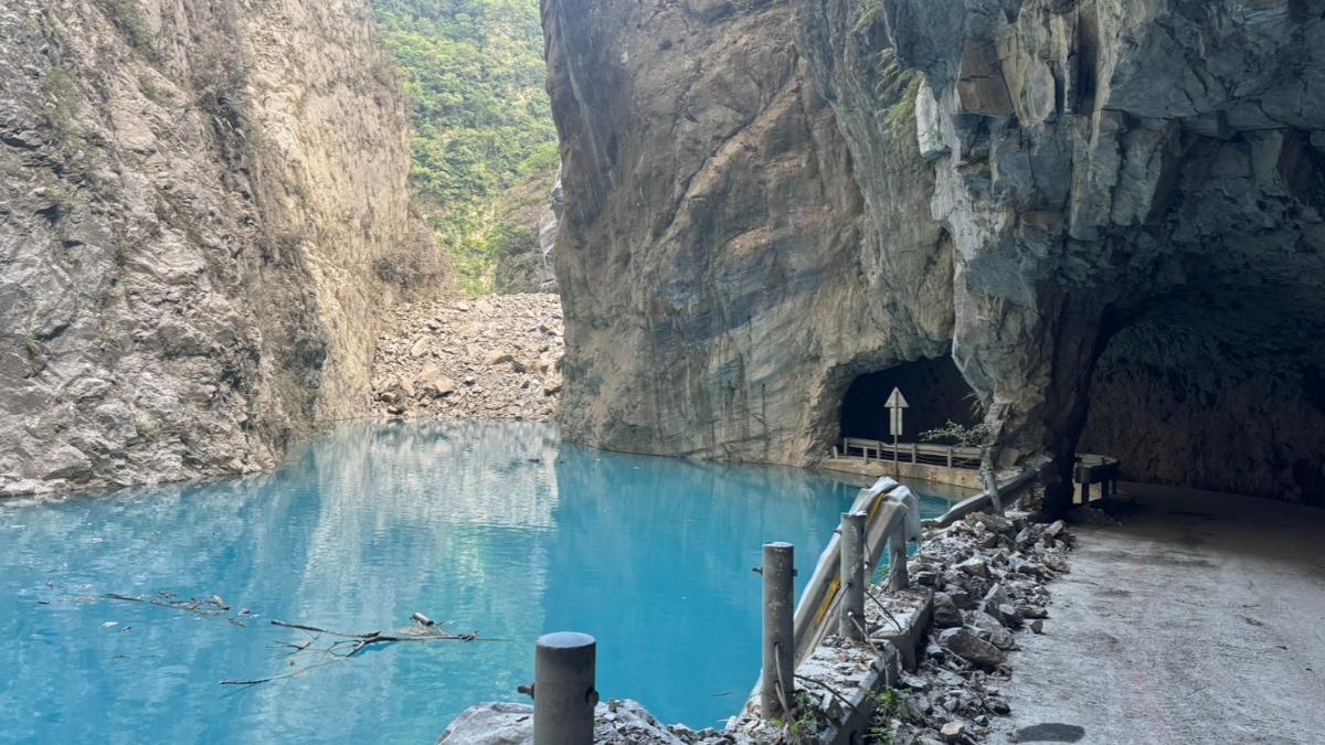 立霧溪堰塞湖。(圖/林保署提供)