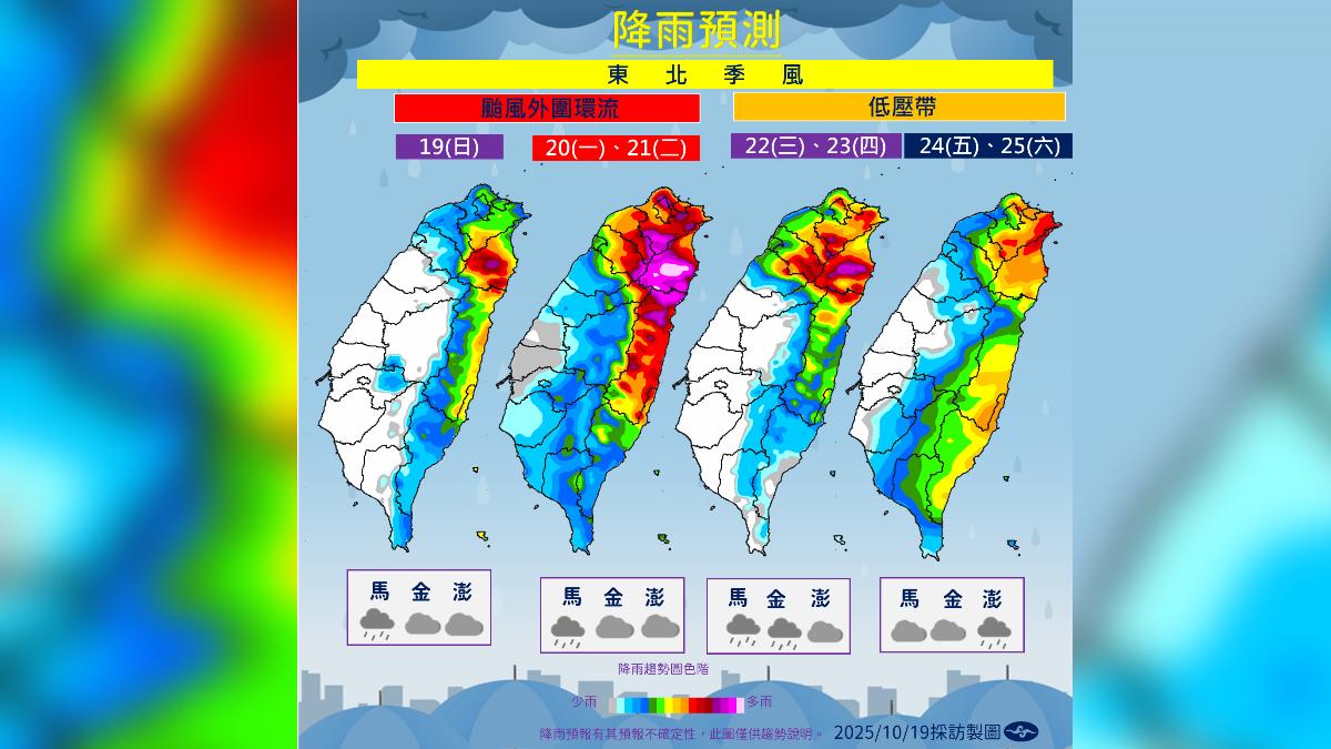 未來一週雨區。(圖/氣象署)