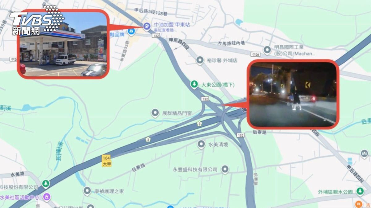 車沒油停交流道加油! 附近700公尺左右有加油站(圖/TVBS)