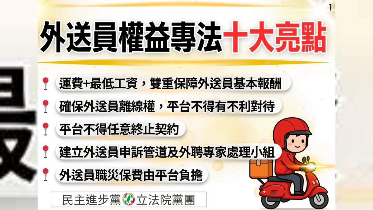 民進黨團推外送專法。（圖／TVBS）