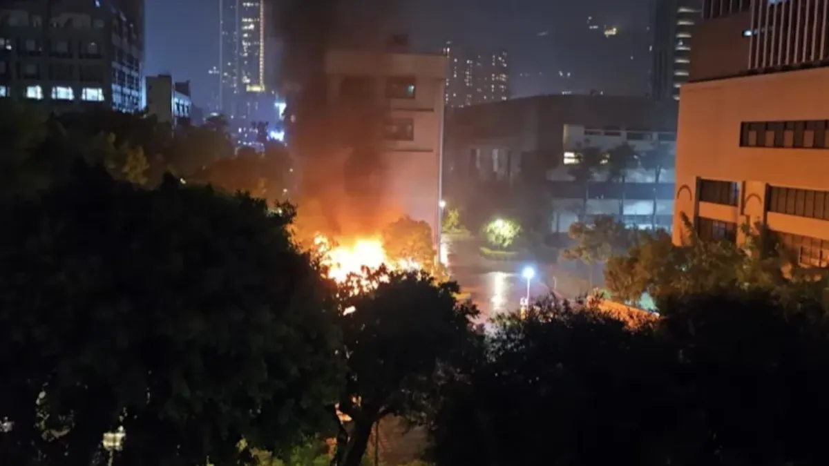 濃煙直竄天際！士林地檢停車場烈火狂燒　警消急赴現場救援