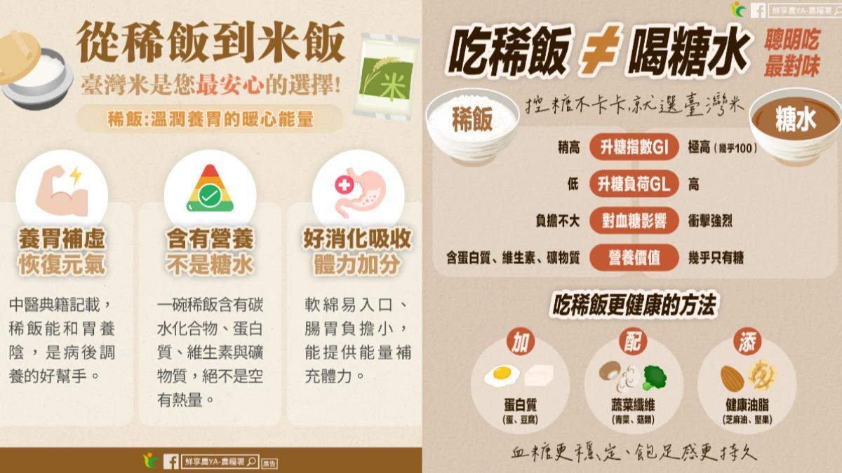 稀飯其實是病後調養、補充能量的好來源。（圖／翻攝自農糧署粉專）