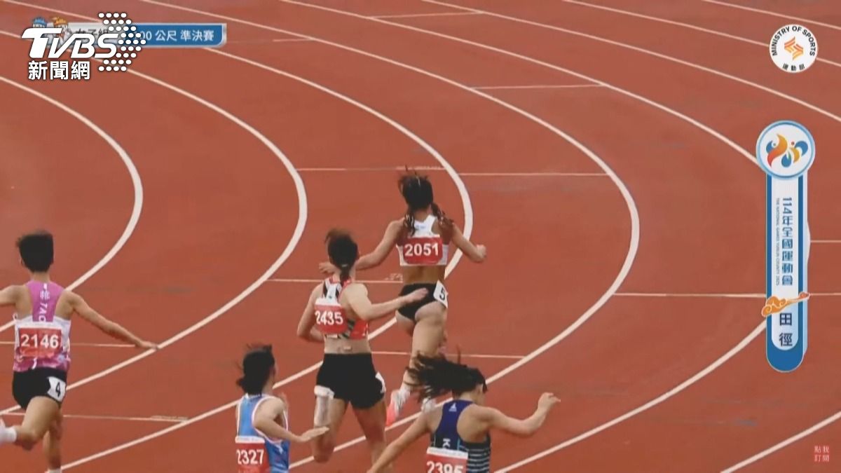 女子100公尺決賽中廖晏均,以11秒24的優異成績奪得金牌。(圖/TVBS)