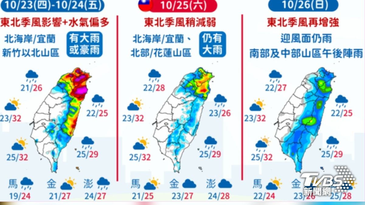 週四到週五水氣依舊多。（圖／TVBS）