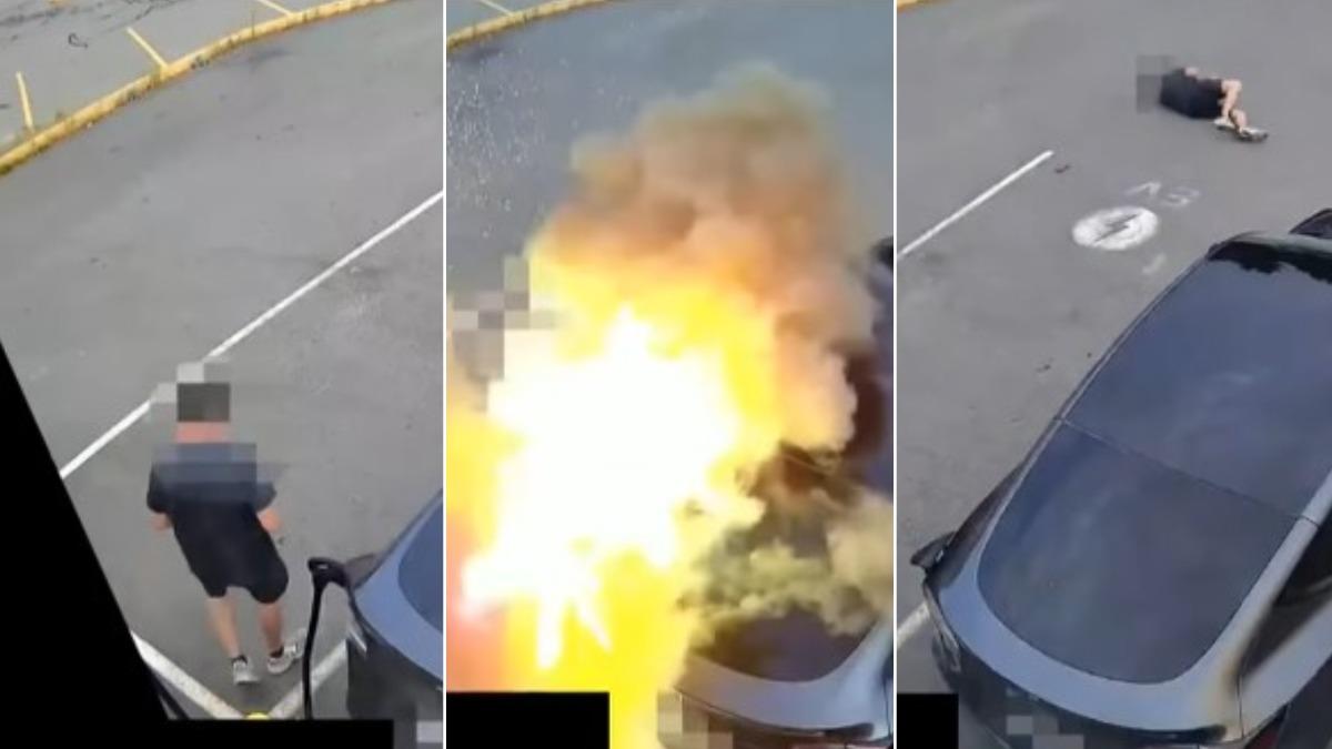 特斯拉充電一半突爆炸!車主慘被震飛畫面曝 調查揭元凶