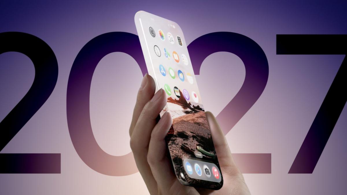 爆料稱，蘋果計畫於2027年推出紀念iPhone上市20週年的無邊框iPhone。（圖／翻攝自Ｘ＠OneilyGadget）