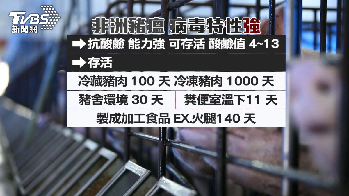 病毒可能存活超過百天,例如在火腿中可存活140天。(圖/TVBS)