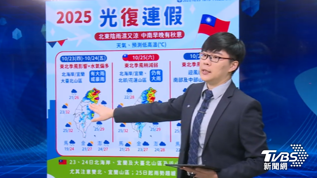 光復連假天氣北東地區濕涼。(圖/TVBS)