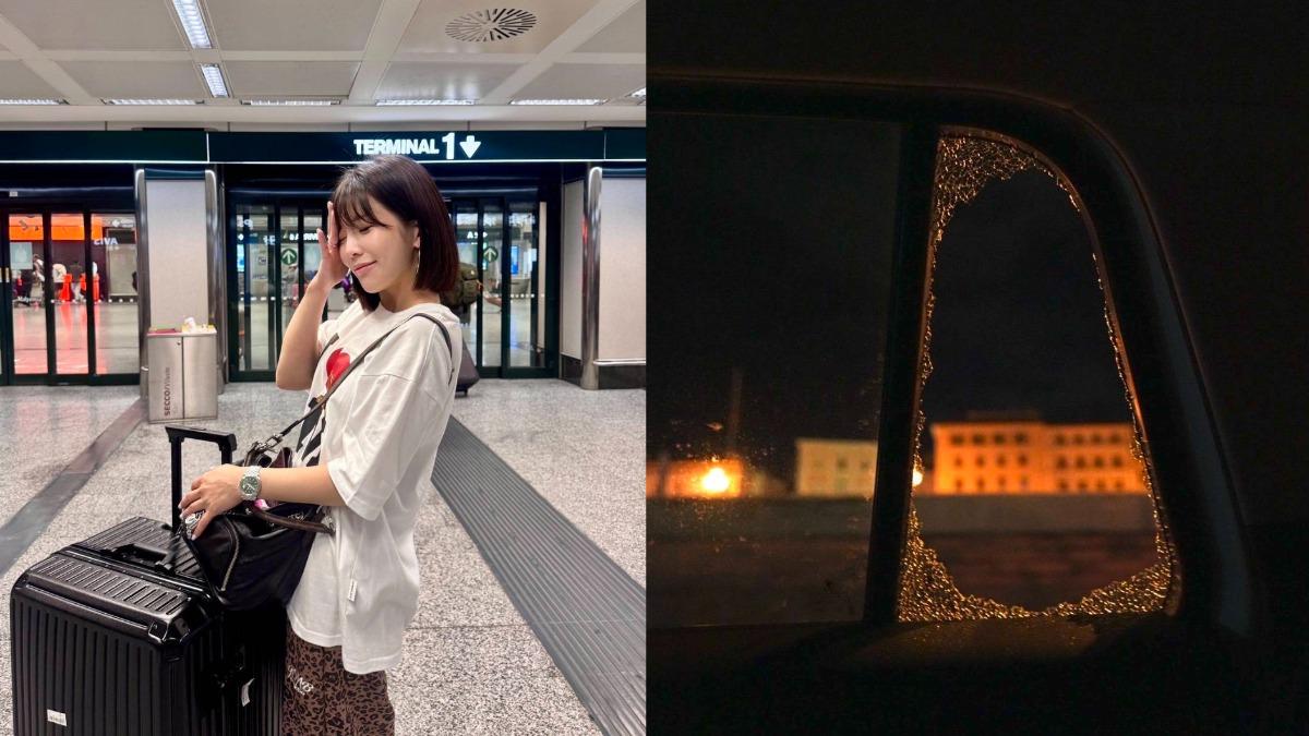 壯壯義大利租車車窗遭砸破。(圖／汗土娛樂提供）
