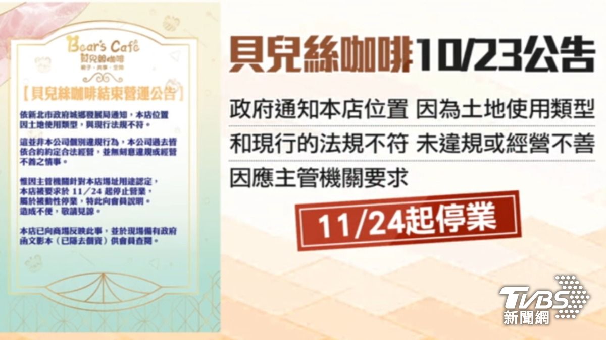 「貝兒絲咖啡」宣布將在11/24起停業。（圖／TVBS）