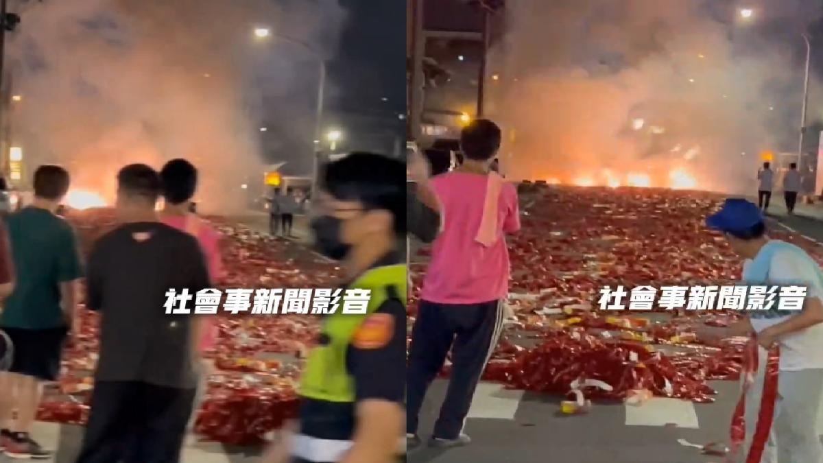 高雄廟會炸街!整條馬路鋪「紅炸彈地毯」 居民諷:煙火搖滾區