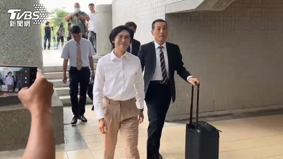 民進黨立委林岱樺,一早態度從容,面帶微笑步入法庭。(圖/TVBS)