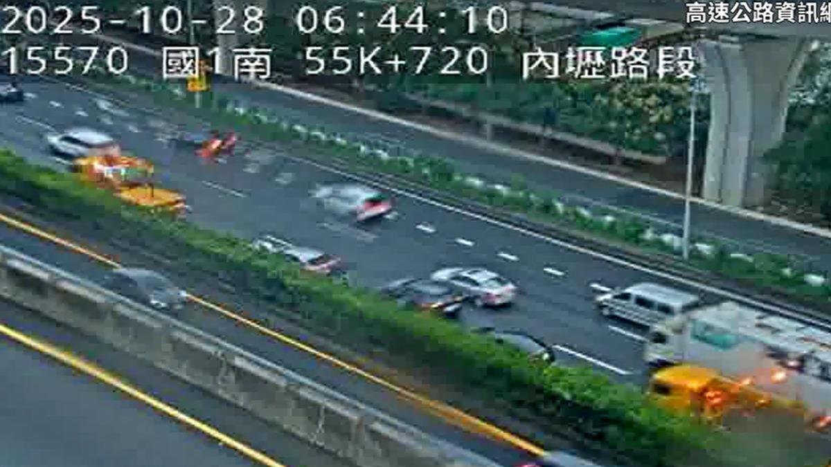 快訊/上班注意!國一北上內壢路段「3車追撞」占內線塞爆